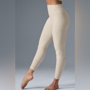 RARE! ALO Alosoft High Waist 7/8 Legging Large Oatmeal Heather Rib Like New